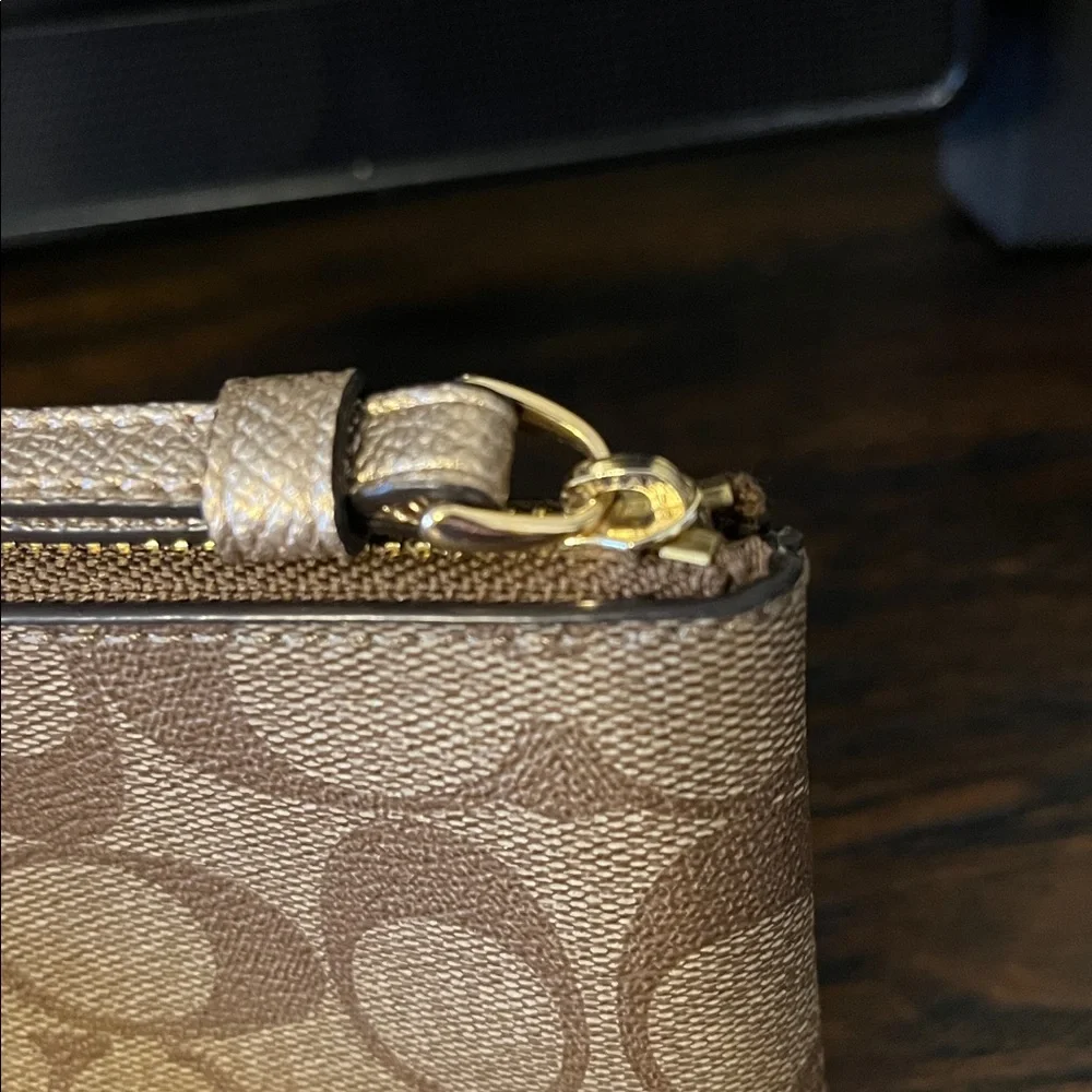 Coach Gold and Brown Signature Wristlet - Picture 4 of 8